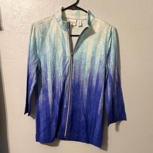 Chico's Full Zip-Up 3/4 Sleeve Shirt